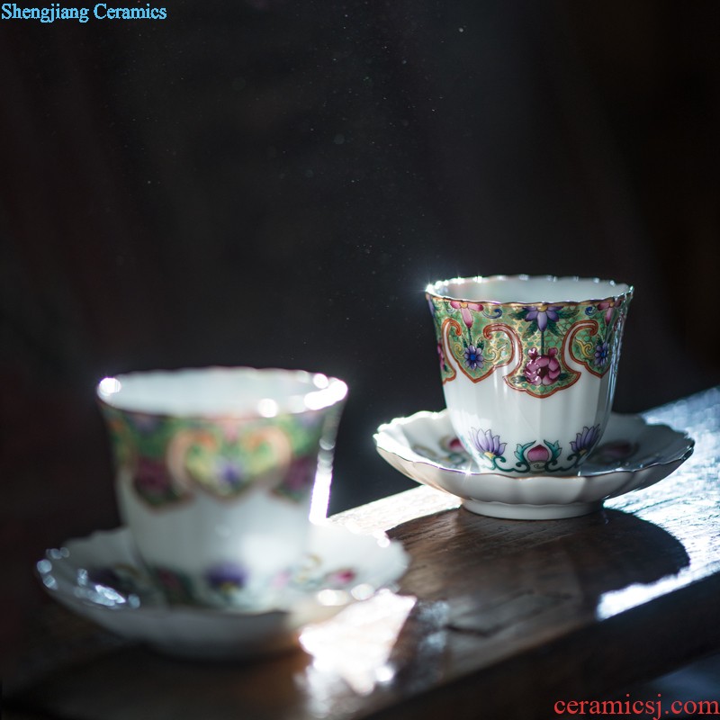 Blue and white youligong hand-painted flowers all around square cup of jingdezhen ceramic kung fu tea tea service master cup by hand