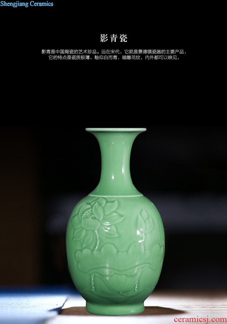 Jingdezhen ceramics classic antique vase manual shadow green rich ancient frame wine sitting room adornment home furnishing articles