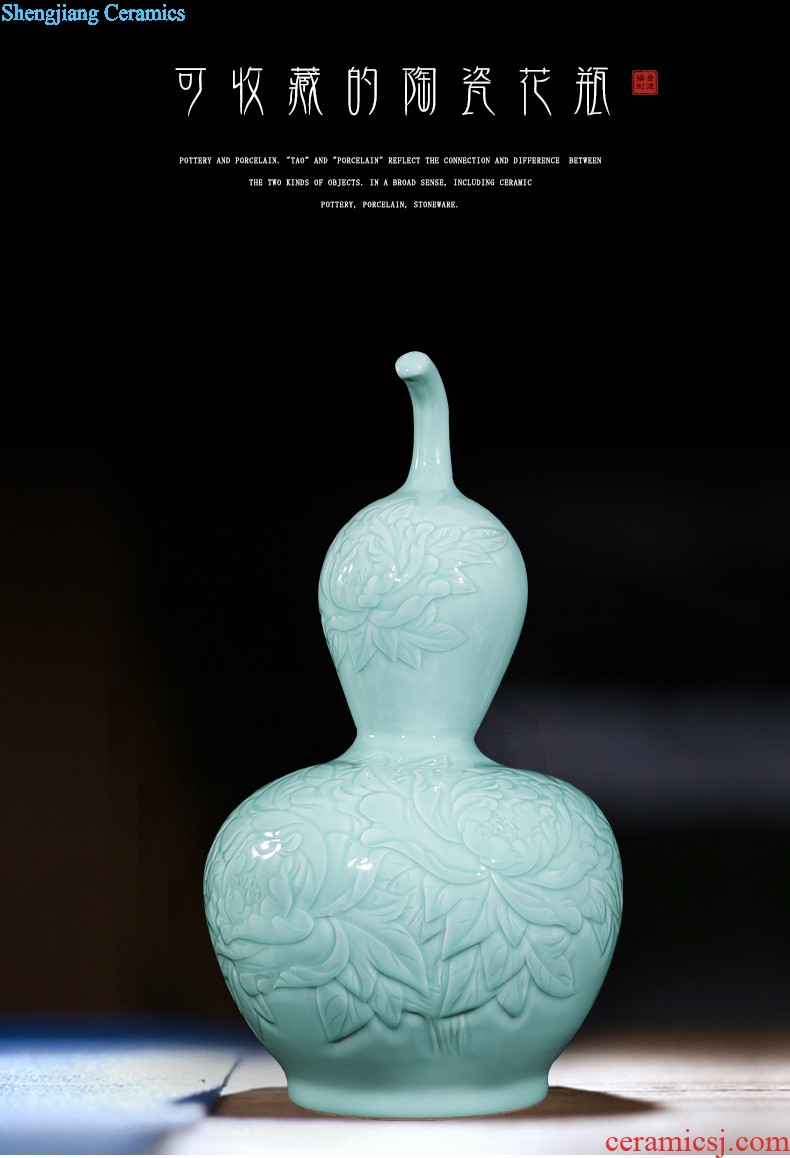 Jingdezhen ceramics vase home sitting room handicraft wine porch decoration new Chinese style office furnishing articles