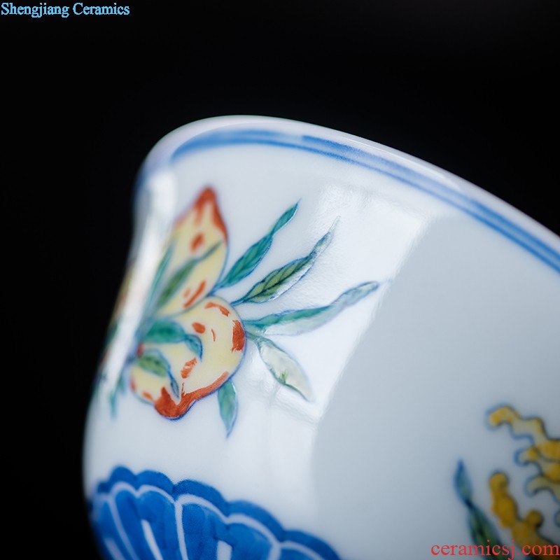 Jingdezhen ceramic sample tea cup tea kungfu tea cup imitation qing yongzheng colorful peony flower cup fights the color small cups