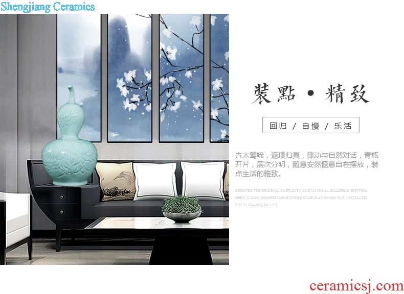 Jingdezhen ceramics vase home sitting room handicraft wine porch decoration new Chinese style office furnishing articles
