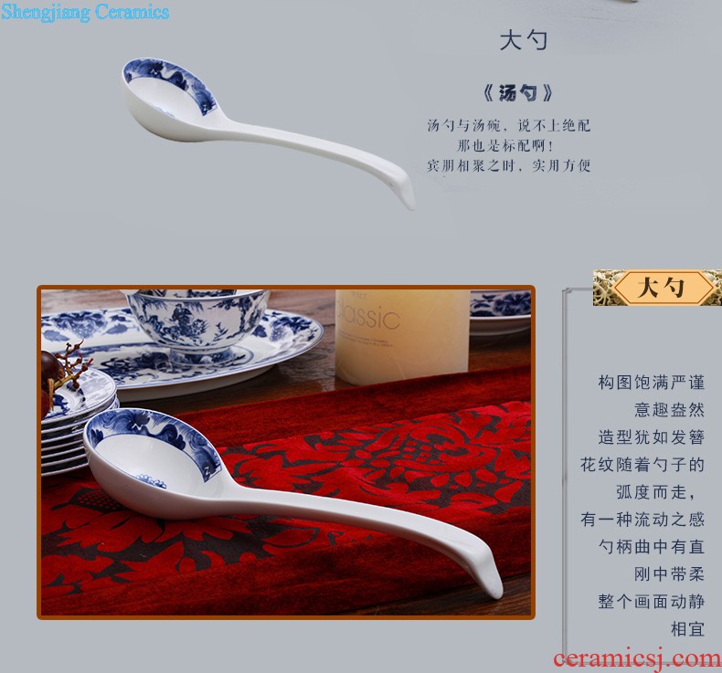 Yuan blue and white porcelain tableware antique dishes suit and apparatus with cover plate heat preservation food dish deep dish bone porcelain chinaware