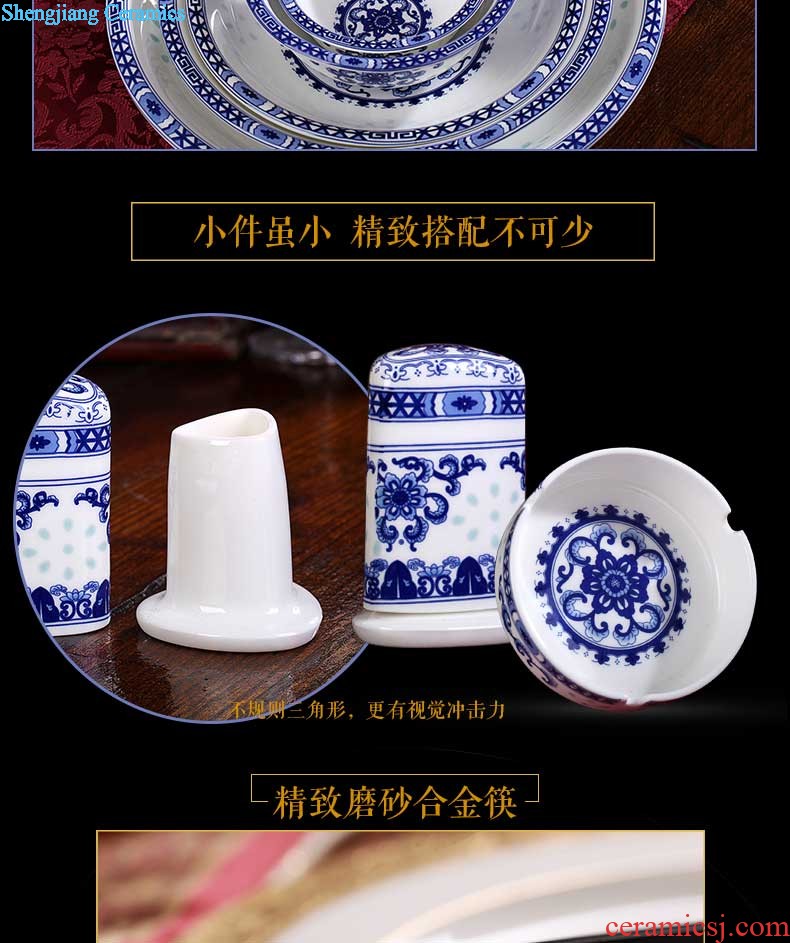 Blue and white porcelain high-end jingdezhen 56 head phnom penh ceramics tableware nine domain The western-style bone bowls disc suits