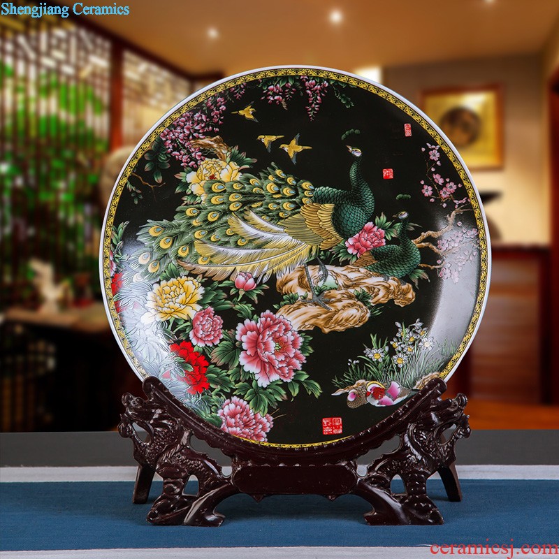 Jingdezhen ceramics furnishing articles household decorations hanging dish sitting room ark Chinese arts and crafts porcelain decorative plate