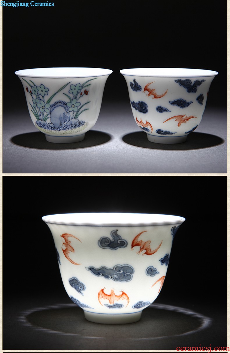 【 】 nine domain to love life of a cup of bone porcelain cup couples Jingdezhen famous trademark