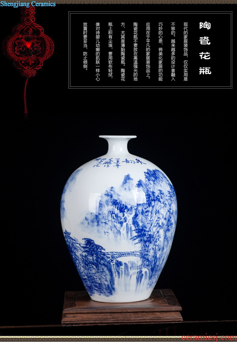 Jingdezhen ceramics antique vase manual sculpture shadow green rich ancient frame wine sitting room adornment home furnishing articles