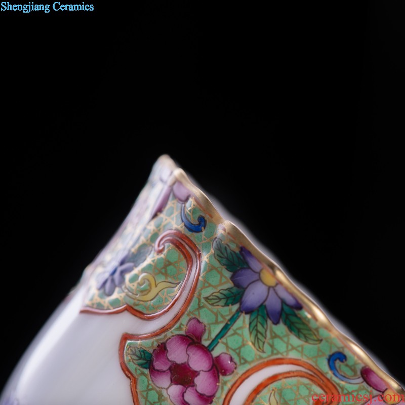 Blue and white youligong hand-painted flowers all around square cup of jingdezhen ceramic kung fu tea tea service master cup by hand