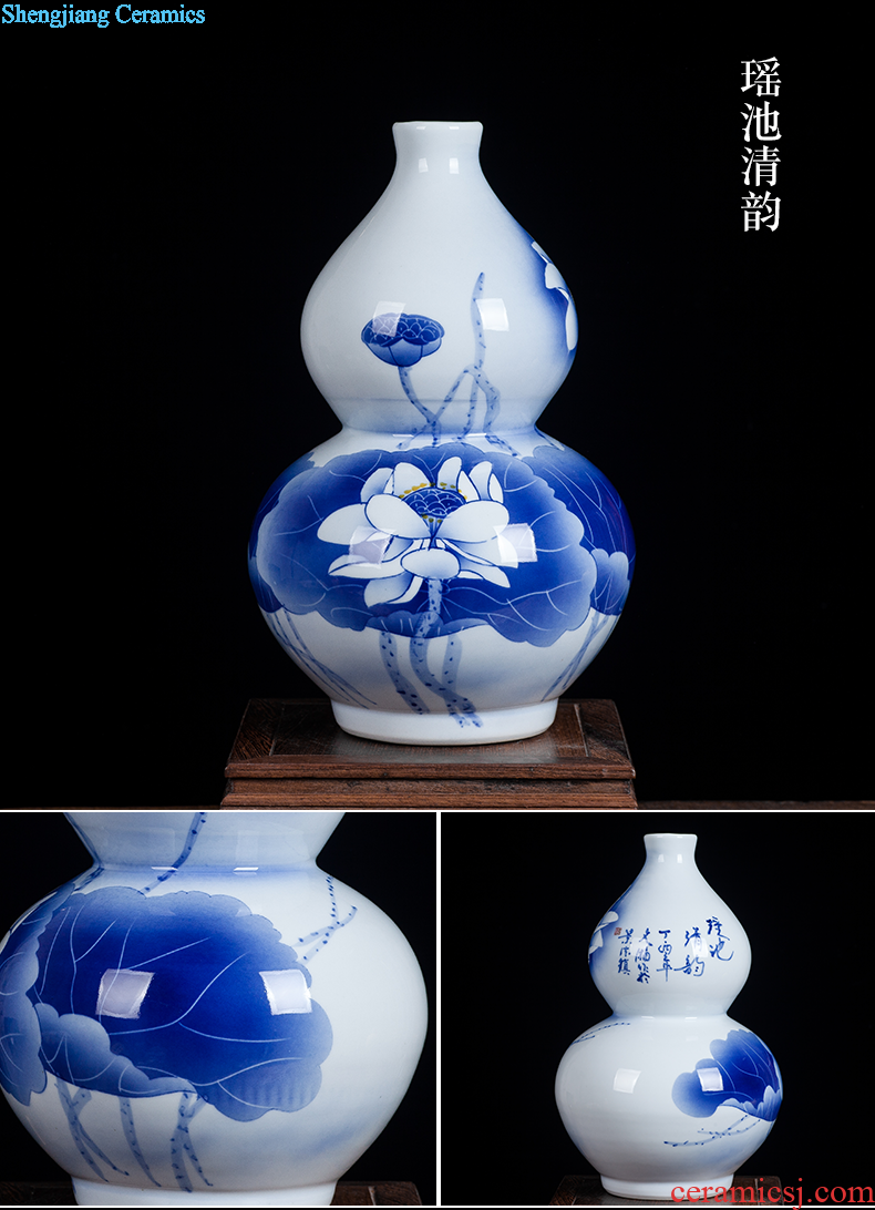 Jingdezhen ceramics antique vase manual sculpture shadow green rich ancient frame wine sitting room adornment home furnishing articles