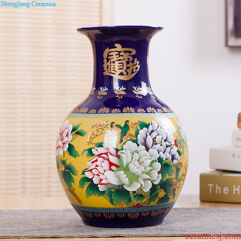 Jingdezhen ceramics Famous Wu Wenhan hand-painted pomegranate blooming flowers are blue and white porcelain vase collection certificate