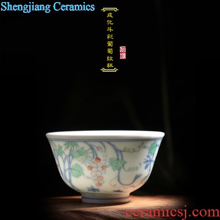 Jingdezhen single cup Yongzheng cylinder cup blue tie up branches Hand draw archaize ceramic tea cup sample tea cup