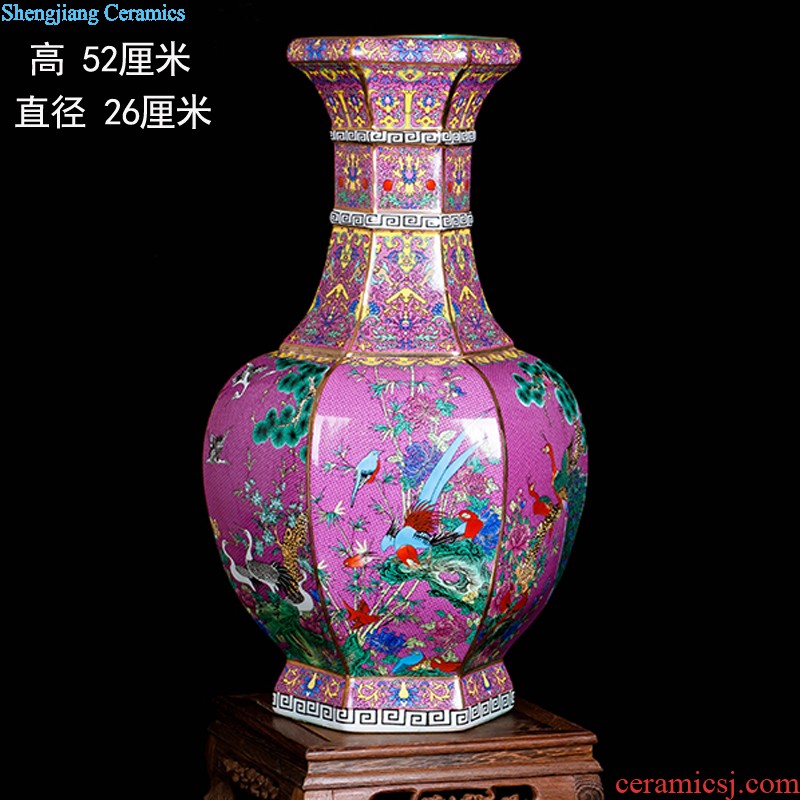 Jingdezhen ceramics by hand carve shadow qdu gourd vase household adornment hip hotel villa furnishing articles