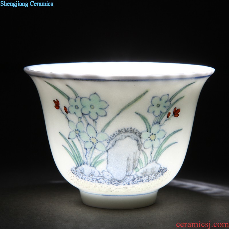 【 】 nine domain to love life of a cup of bone porcelain cup couples Jingdezhen famous trademark