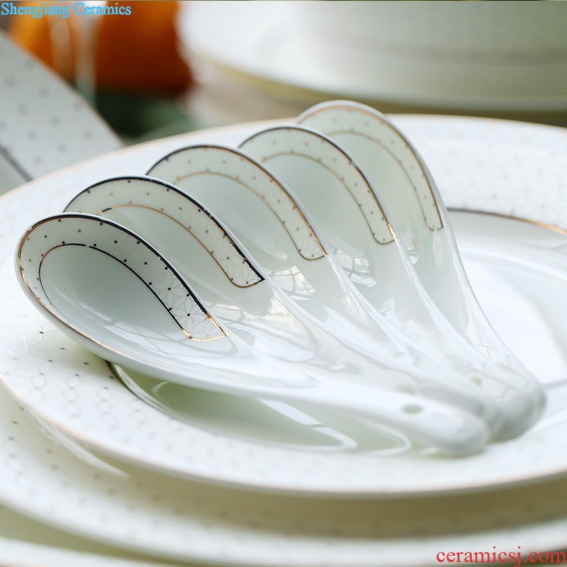 Jingdezhen ceramic bowls of 56 Chinese traditional head bone disc glair cutlery set microwave gifts