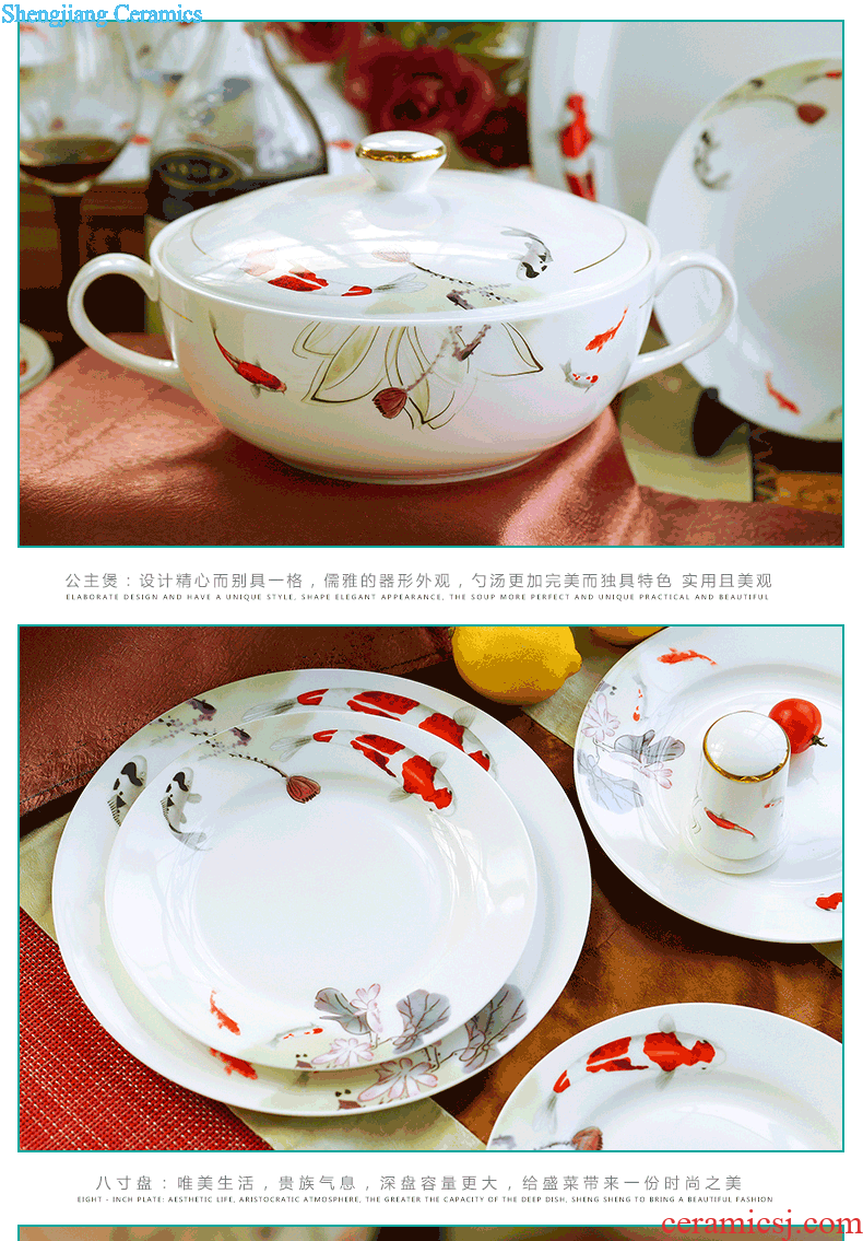 Big plate nine domain Chinese jingdezhen porcelain dish dish dish steak dish bone ceramics 10 inch flat tray plates