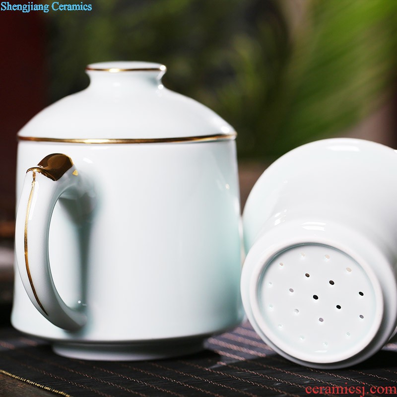 Hand painted blue and white agate red exposure cup sample tea cup of jingdezhen ceramic kung fu tea tea service master cup by hand