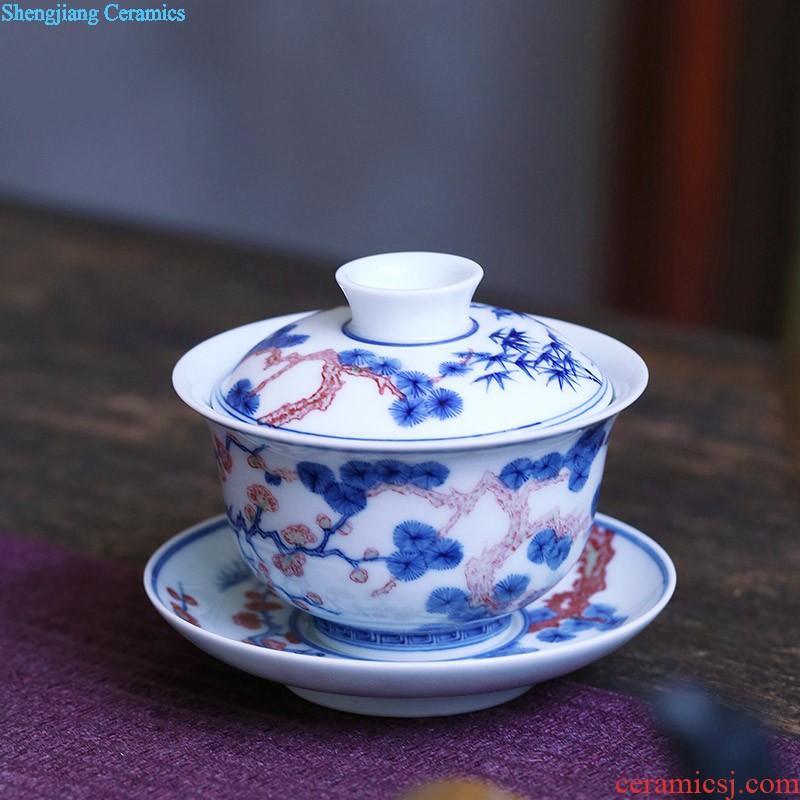 Jingdezhen only three bucket color mother chicken tureen manual hand-painted ceramics grain kung fu tea tea bowl