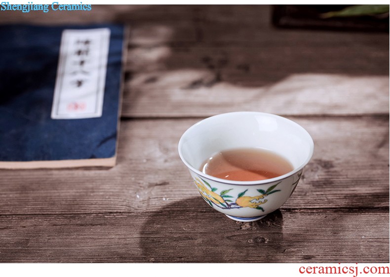 Jingdezhen ceramic sample tea cup tea kungfu tea cup imitation qing yongzheng colorful peony flower cup fights the color small cups