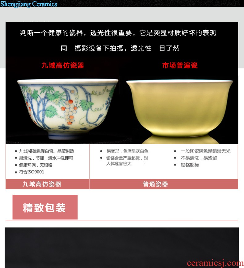 Jingdezhen single cup Yongzheng cylinder cup blue tie up branches Hand draw archaize ceramic tea cup sample tea cup