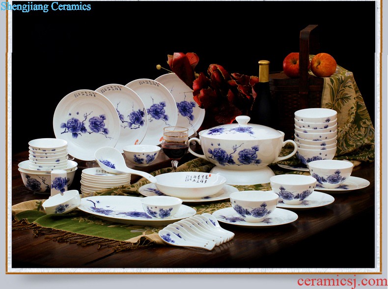 Blue and white porcelain jingdezhen ceramic nine domain 8 head tea set Hand-painted under the glaze the teapot teacup set fair mug