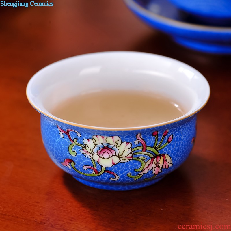 Jingdezhen ceramic cups with cover glass cups nine domain bone porcelain cup peony custom office cup tea cup