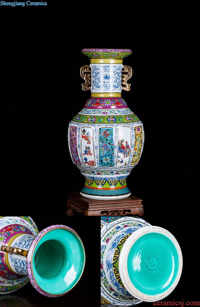 Jingdezhen ceramics by hand carve shadow qdu gourd vase household adornment hip hotel villa furnishing articles