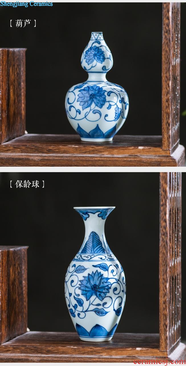 Jingdezhen ceramics green glaze vase flower receptacle contemporary household adornment handicraft mesa sitting room decoration