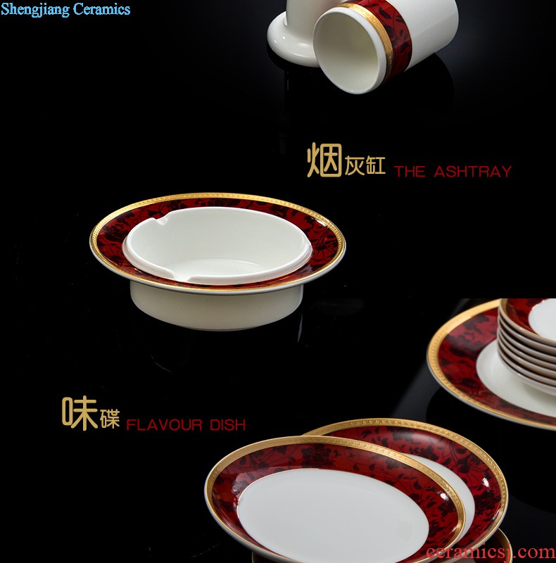 Bone China tableware suit nine domain jingdezhen 38 head relief of phnom penh high-class european-style dishes dish porcelain outfit