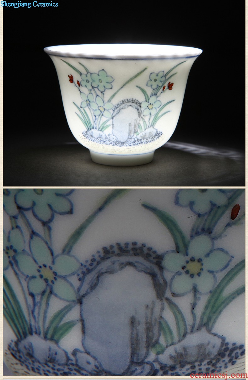 【 】 nine domain to love life of a cup of bone porcelain cup couples Jingdezhen famous trademark