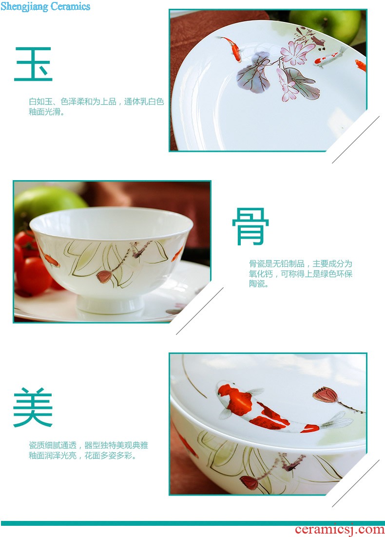 Big plate nine domain Chinese jingdezhen porcelain dish dish dish steak dish bone ceramics 10 inch flat tray plates