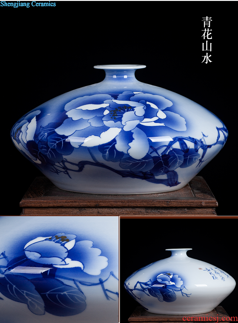 Jingdezhen ceramics antique vase manual sculpture shadow green rich ancient frame wine sitting room adornment home furnishing articles