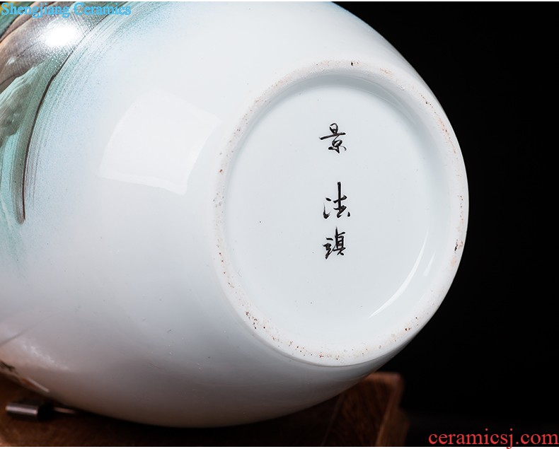 Jingdezhen blue and white porcelain ceramics powder enamel decoration hanging dish furnishing articles modern fashion faceplate household act the role ofing is tasted by the dishes