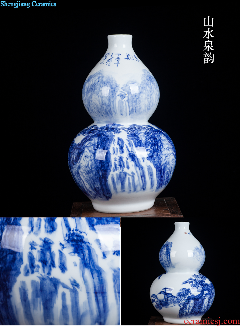 Jingdezhen ceramics antique vase manual sculpture shadow green rich ancient frame wine sitting room adornment home furnishing articles