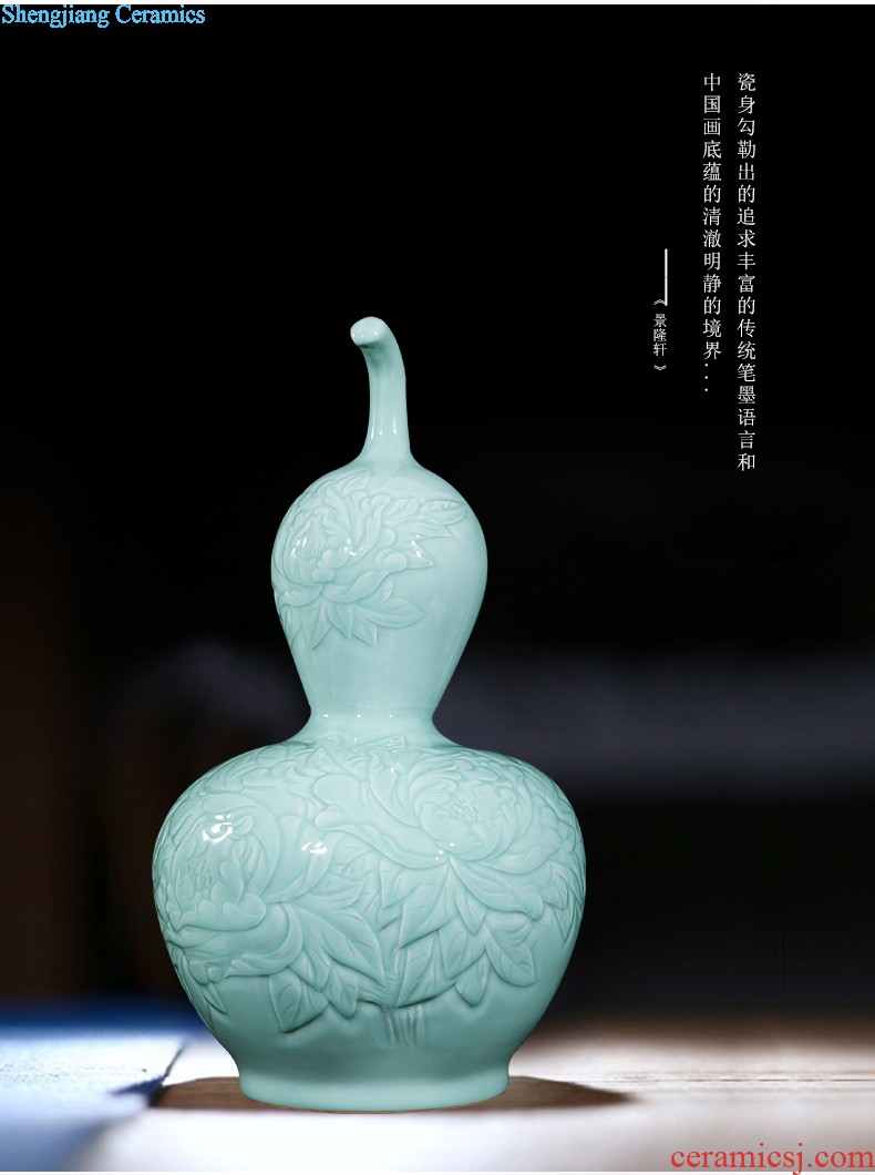 Jingdezhen ceramics vase home sitting room handicraft wine porch decoration new Chinese style office furnishing articles