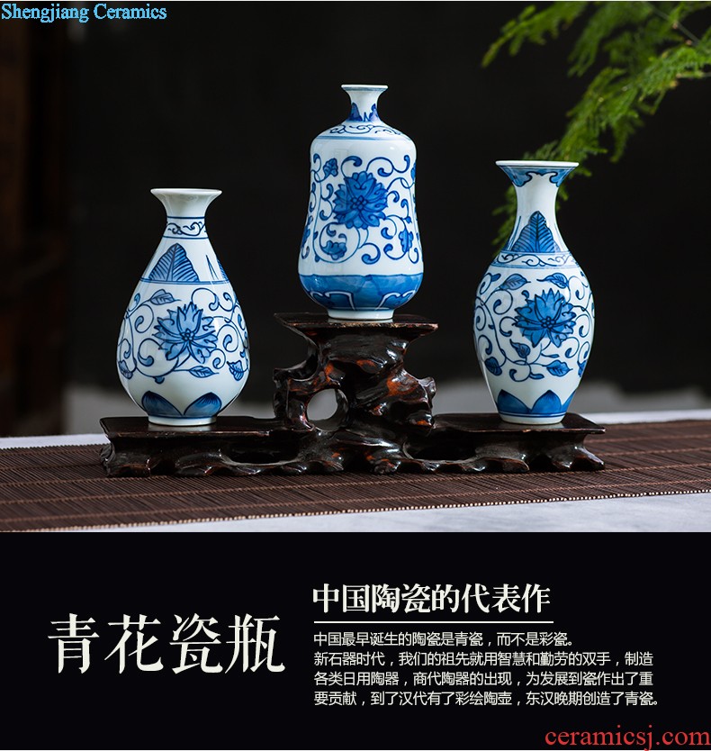 Jingdezhen ceramics green glaze vase flower receptacle contemporary household adornment handicraft mesa sitting room decoration