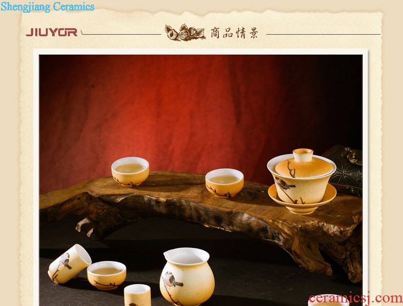 Hand painted tea set Jingdezhen ceramic tea set nine domain Kongfu tea service manual hand-painted tea set