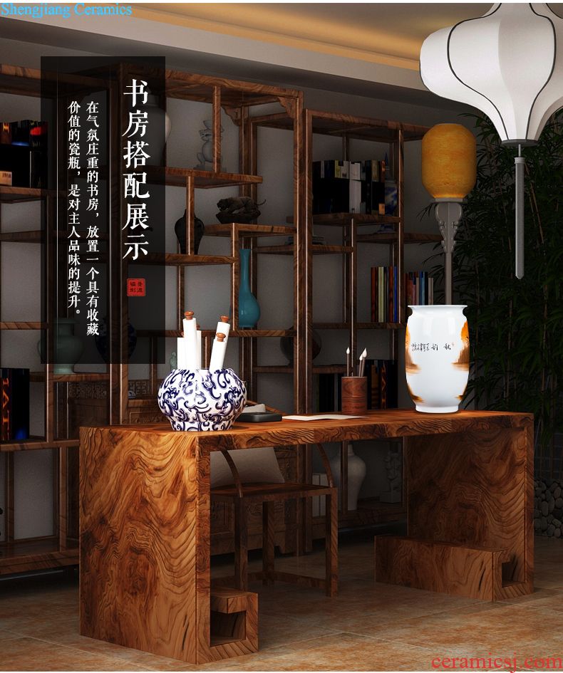 Jingdezhen ceramics hand-painted shrimp boring vase wine porch home decoration sitting room TV ark furnishing articles