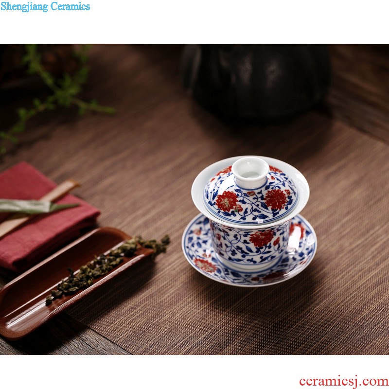 Jingdezhen kung fu tea set manually grilled ceramic hand-painted pastel flowers yulan single best heart cup tea cups, tea cups