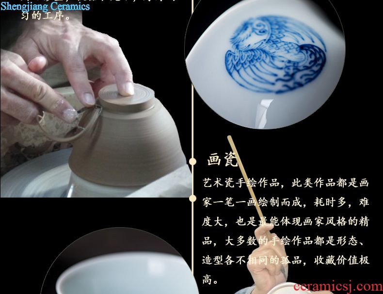 Hand painted blue and white youligong triangle flowers pattern circle sample tea cup of jingdezhen ceramic masters cup of kung fu tea tea set personal single cup