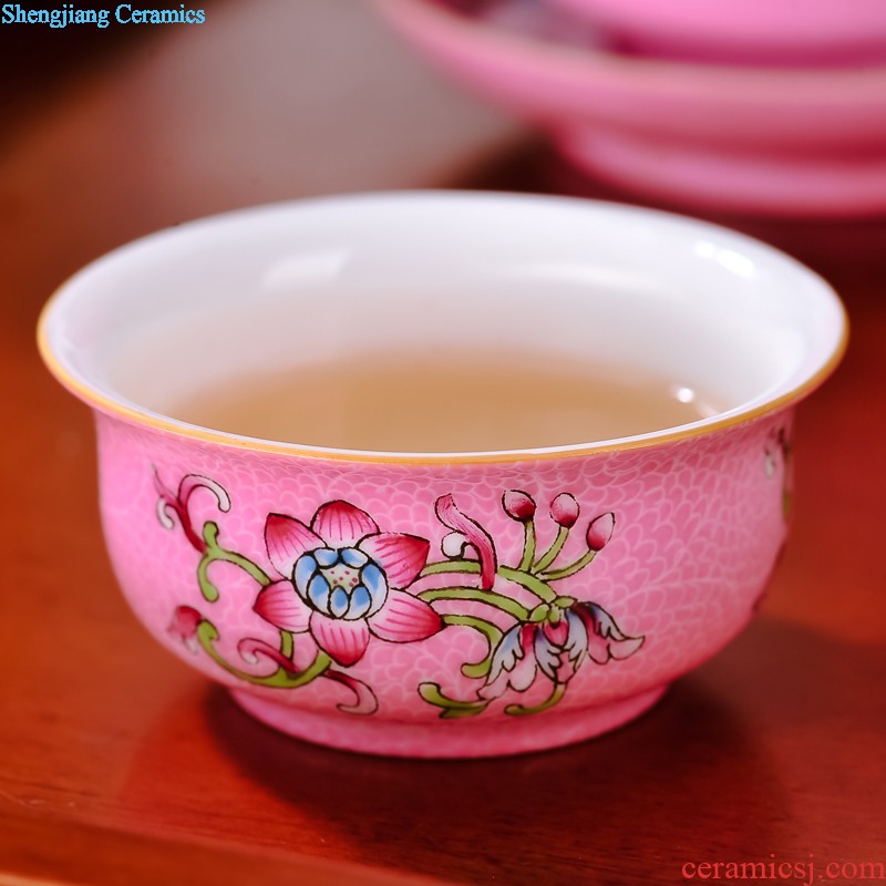 Hand-painted under glaze blue and white porcelain of jingdezhen nine domain 8 head tea set Pottery and porcelain teapot teacup set fair mug