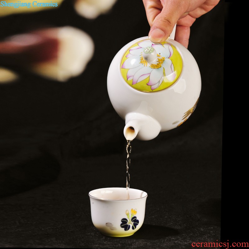 Jingdezhen of a complete set of kung fu tea tea tray Porcelain tea tray hand-painted fresh tea cups combination product on sale