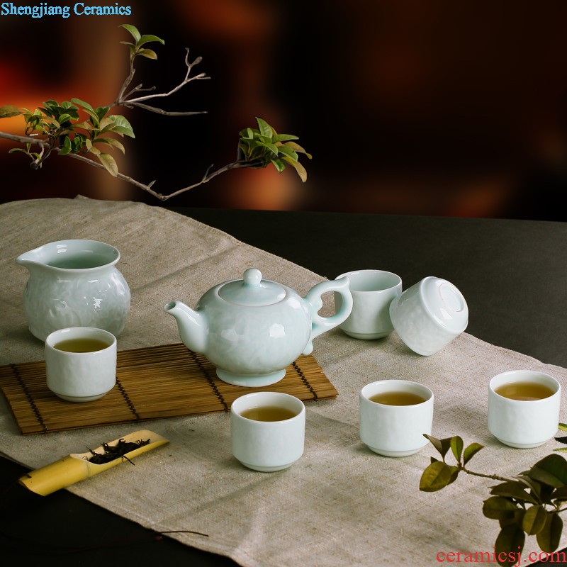 Jingdezhen ceramic office supplies suit cups with cover glass enamel porcelain ashtrays gift pen container cups and saucers