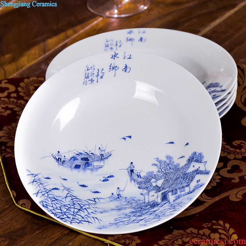 Home dishes suit eating food dishes Jingdezhen ceramic nine domain high-grade bone China porcelain tableware products to suit Chinese style