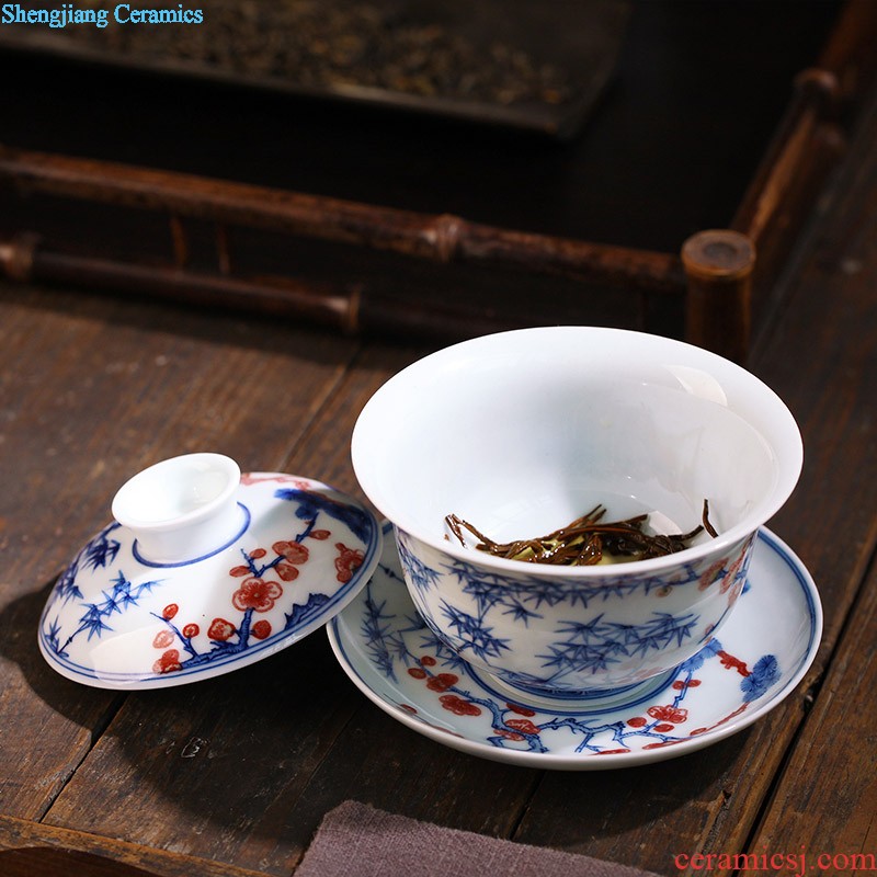 Jingdezhen only three bucket color mother chicken tureen manual hand-painted ceramics grain kung fu tea tea bowl