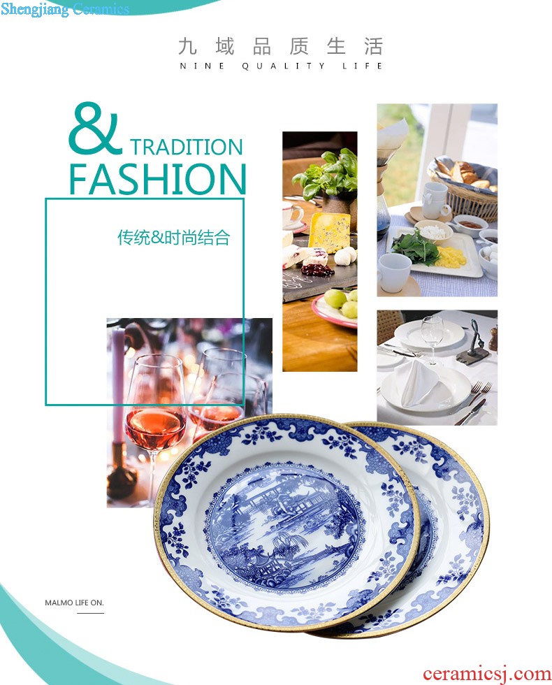 Home dishes suit Nine domain gold european-style jingdezhen ceramics tableware bone porcelain bowl chopsticks of a complete set of suits