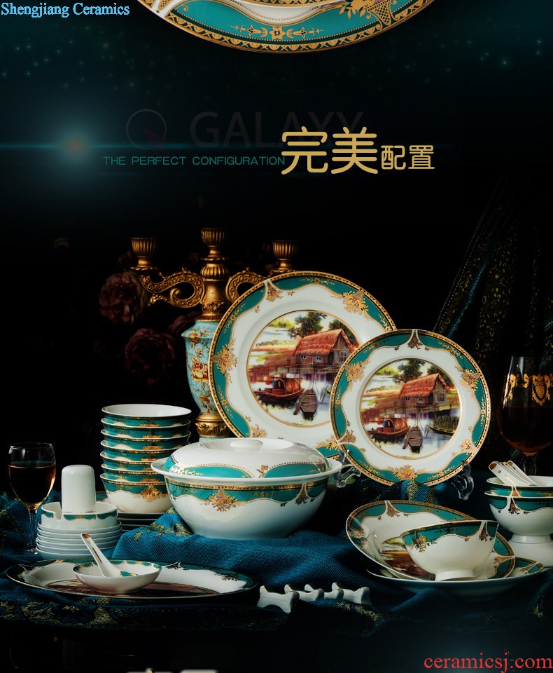 Home dishes dishes chopsticks sets of high-grade bone China tableware suit Chinese style phnom penh pattern of jingdezhen ceramics