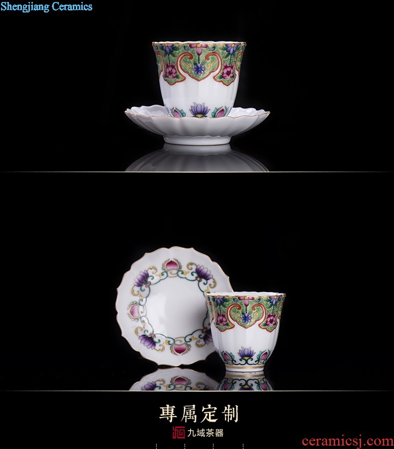 Blue and white youligong hand-painted flowers all around square cup of jingdezhen ceramic kung fu tea tea service master cup by hand