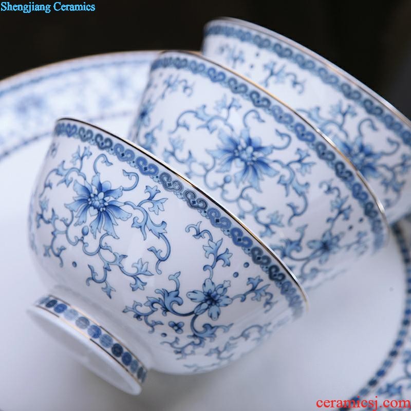 Queshan hall jingdezhen ceramics household gifts high-grade set tableware bone bowls phnom penh dish suits the dishes scoop