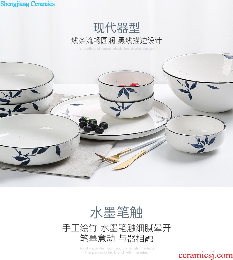 One Chinese style phnom penh food tableware suit composite ceramic creative household food dish plate dinner plate flat