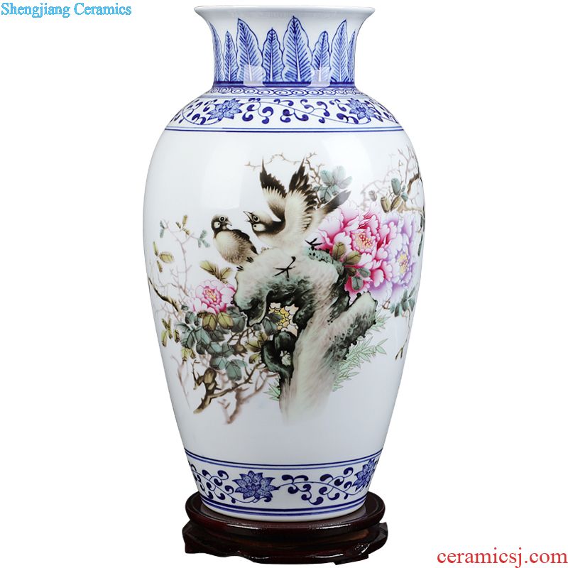 Jingdezhen ceramics famille rose porcelain vase home sitting room adornment furnishing articles of handicraft fragrant lotus classical caddy