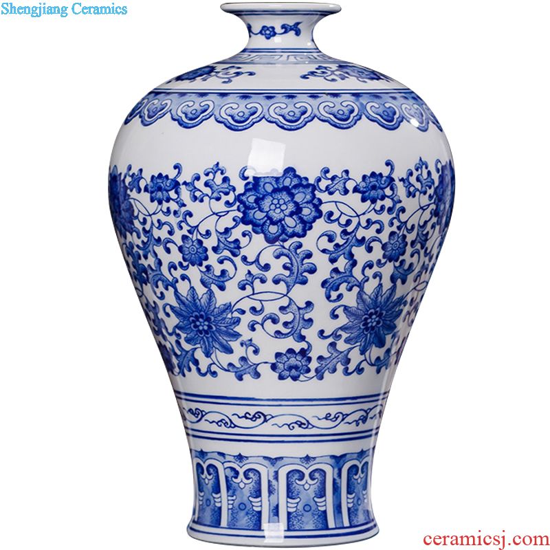 Jingdezhen ceramics vase hand-painted carving shadow green lotus pond interest series of new Chinese style household adornment furnishing articles